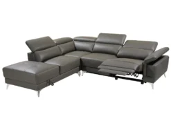 Canapé D'angle Relax électrique En Cuir PASCALINE - Anthracite - Angle Gauche -Canapé Soldes Boutique canape 380407