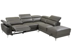 Canapé D'angle Relax électrique En Cuir PASCALINE - Anthracite - Angle Droit -Canapé Soldes Boutique canape 380415