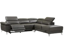 Canapé D'angle Relax électrique En Cuir PASCALINE - Anthracite - Angle Droit -Canapé Soldes Boutique canape 380421