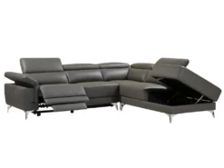 Canapé D'angle Relax électrique En Cuir PASCALINE - Anthracite - Angle Droit -Canapé Soldes Boutique canape 380423