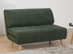 Canapé 2 Places Convertible En Velours Côtelé PALULA - Vert Foncé -Canapé Soldes Boutique canape 380757