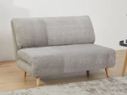 Canapé 2 Places Convertible En Velours Côtelé PALULA - Gris Clair -Canapé Soldes Boutique canape 380777