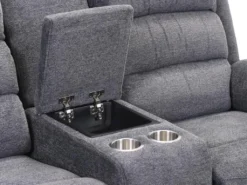 Canapé 2 Places Relax électrique Avec Tablette En Tissu Anthracite NEVERS -Canapé Soldes Boutique canape 385387