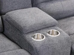 Canapé 2 Places Relax électrique Avec Tablette En Tissu Anthracite NEVERS -Canapé Soldes Boutique canape 385389