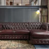 Canapé D'angle Chesterfield BRENTON 100% Cuir De Buffle - Bordeaux- Angle Droit
