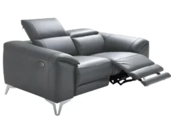 Canapé 2 Places Relax électrique En Cuir FRANSKA - Anthracite -Canapé Soldes Boutique canape 389869