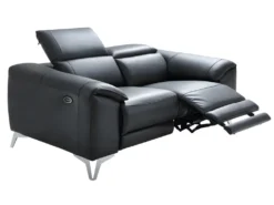 Canapé 2 Places Relax électrique En Cuir FRANSKA - Noir -Canapé Soldes Boutique canape 389883