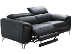 Canapé 3 Places Relax électrique En Cuir FRANSKA - Noir -Canapé Soldes Boutique canape 389895