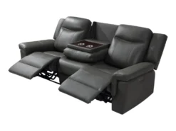 Canapé 3 Places Relax électrique En Cuir Avec Tablette KENNETH - Taupe -Canapé Soldes Boutique canape 392951