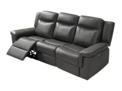 Canapé 3 Places Relax électrique En Cuir Avec Tablette KENNETH - Taupe -Canapé Soldes Boutique canape 392961