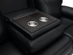 Canapé 3 Places Relax électrique En Cuir Avec Tablette KENNETH - Noir -Canapé Soldes Boutique canape 392993