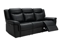 Canapé 3 Places Relax électrique En Cuir Avec Tablette KENNETH - Noir -Canapé Soldes Boutique canape 392997