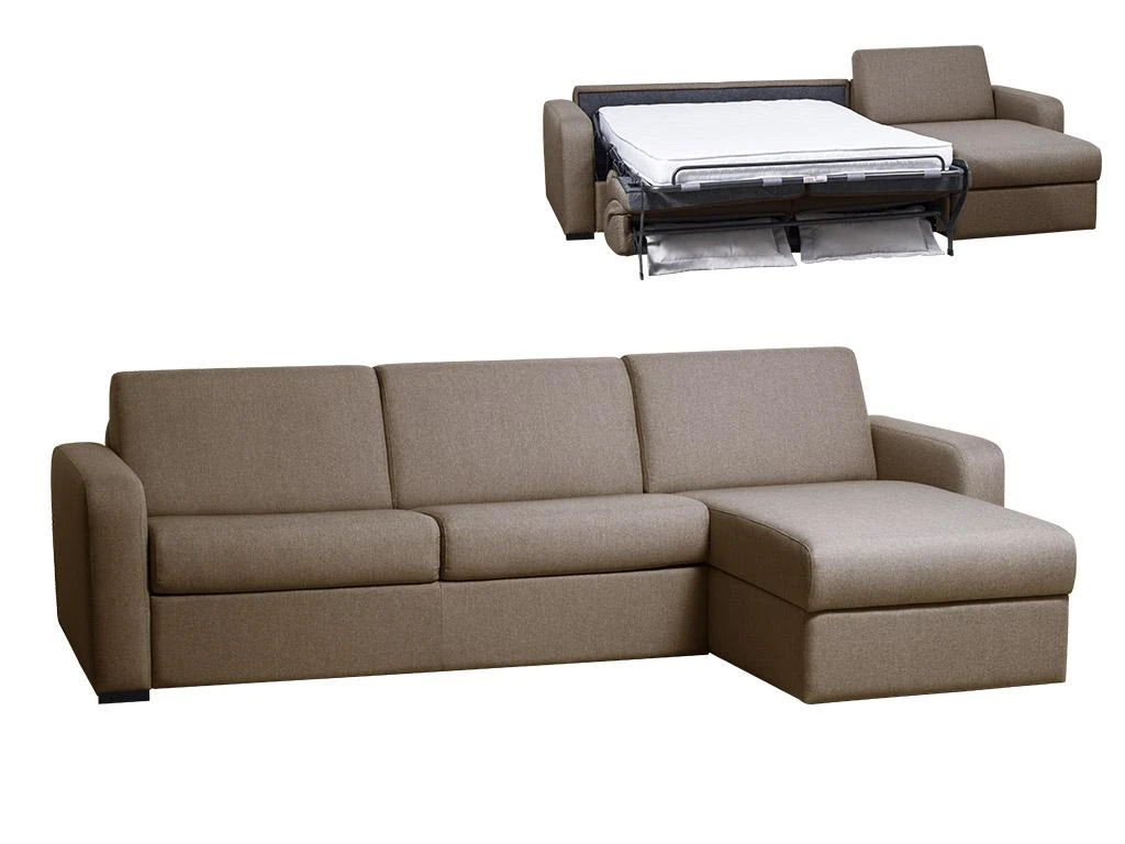 Canapé D'angle Convertible Express Et Réversible FLAVIEN En Tissu - Beige 2 Canapé D'angle Convertible Express Et Réversible FLAVIEN En Tissu - Beige – Image 2