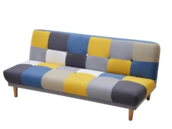 Canapé 3 Places Convertible Clic-clac En Tissu MARDAG - Patchwork Gris, Bleu, Jaune -Canapé Soldes Boutique canape 395909