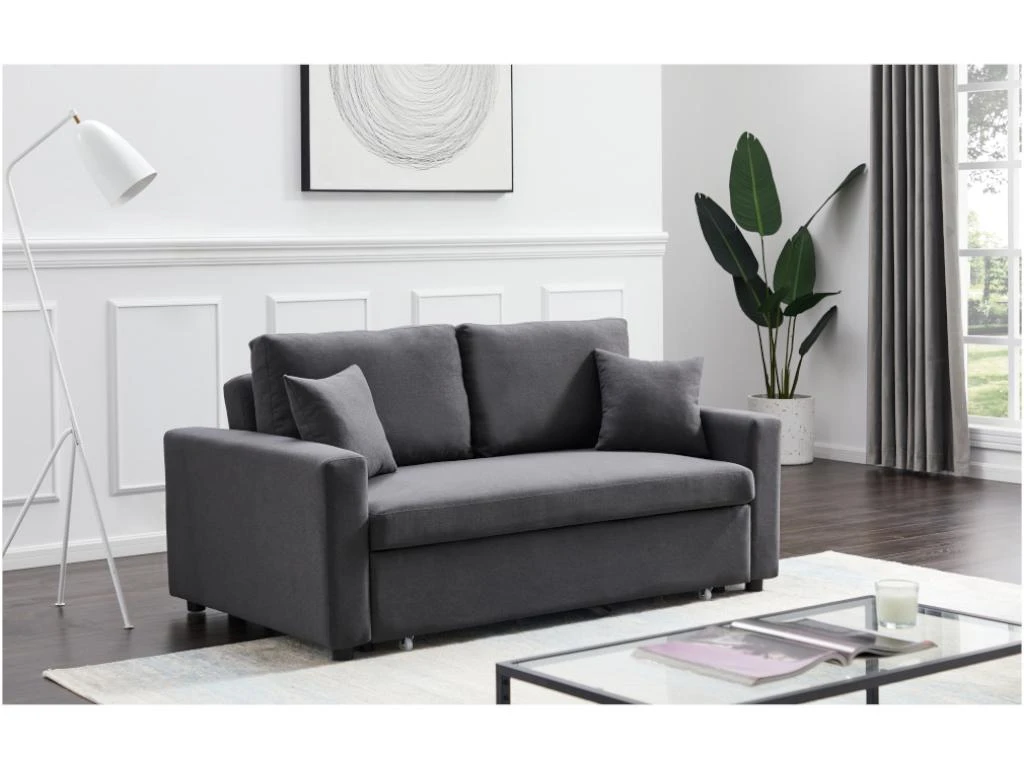 Canapé 3 Places Convertible En Tissu INIZOR - Anthracite 1 Canapé 3 Places Convertible En Tissu INIZOR - Anthracite