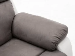 Canapé 2 Places Relax En Microfibre Et Simili TOLZANO - Gris Et Blanc -Canapé Soldes Boutique canape 399963