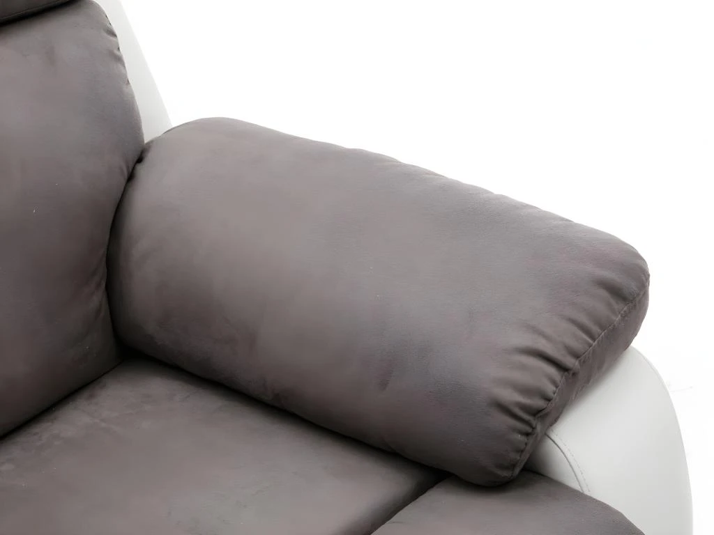 Canapé 3 Places Relax En Microfibre Et Simili TOLZANO - Gris Et Blanc 6 Canapé 3 Places Relax En Microfibre Et Simili TOLZANO - Gris Et Blanc – Image 6