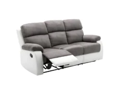 Canapé 3 Places Relax En Microfibre Et Simili TOLZANO - Gris Et Blanc 10 Canapé 3 Places Relax En Microfibre Et Simili TOLZANO - Gris Et Blanc -Canapé Soldes Boutique canape 399987