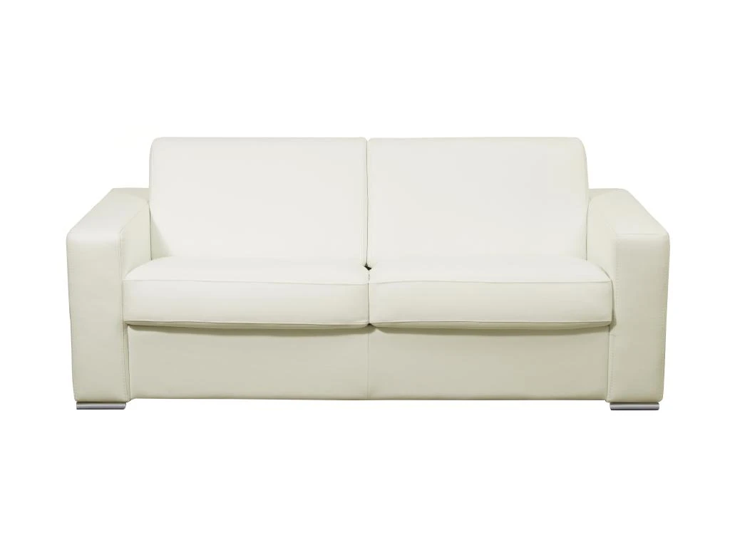 Canapé 3 Places Convertible Express 100% Cuir De Buffle Blanc Matelas 14 Cm. DELECTEA II 2 Canapé 3 Places Convertible Express 100% Cuir De Buffle Blanc Matelas 14 Cm. DELECTEA II – Image 2