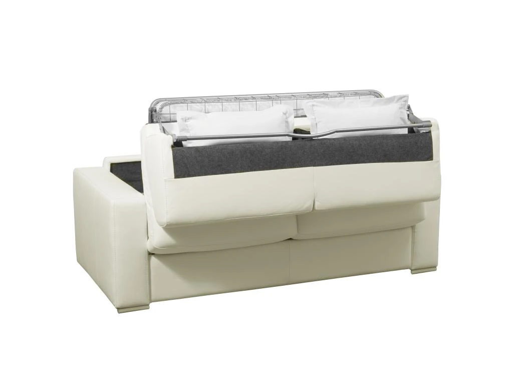 Canapé 3 Places Convertible Express 100% Cuir De Buffle Blanc Matelas 14 Cm. DELECTEA II 4 Canapé 3 Places Convertible Express 100% Cuir De Buffle Blanc Matelas 14 Cm. DELECTEA II – Image 4