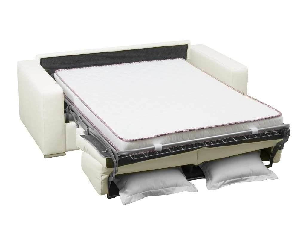 Canapé 3 Places Convertible Express 100% Cuir De Buffle Blanc Matelas 14 Cm. DELECTEA II 5 Canapé 3 Places Convertible Express 100% Cuir De Buffle Blanc Matelas 14 Cm. DELECTEA II – Image 5