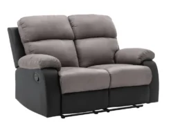 Canapé 2 Places Relax En Microfibre Et Simili TOLZANO - Gris Et Noir -Canapé Soldes Boutique canape 401771