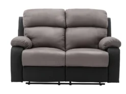 Canapé 2 Places Relax En Microfibre Et Simili TOLZANO - Gris Et Noir -Canapé Soldes Boutique canape 401773