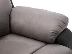 Canapé 2 Places Relax En Microfibre Et Simili TOLZANO - Gris Et Noir -Canapé Soldes Boutique canape 401775