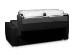 Canapé 3 Places Convertible Express 100% Cuir De Buffle Noir Matelas 14 Cm DELECTEA II -Canapé Soldes Boutique canape 402193