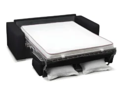 Canapé 3 Places Convertible Express 100% Cuir De Buffle Noir Matelas 14 Cm DELECTEA II -Canapé Soldes Boutique canape 402197