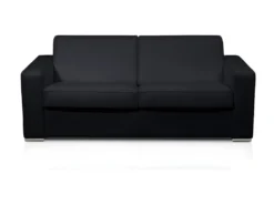 Canapé 3 Places Convertible Express 100% Cuir De Buffle Noir Matelas 14 Cm DELECTEA II -Canapé Soldes Boutique canape 402199