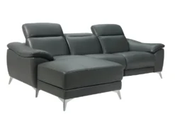 Canapé D'angle Relax électrique En Cuir RINETO - Anthracite - Angle Gauche -Canapé Soldes Boutique canape 404509