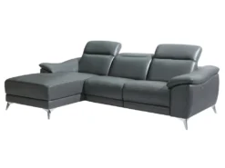 Canapé D'angle Relax électrique En Cuir RINETO - Anthracite - Angle Gauche -Canapé Soldes Boutique canape 404517