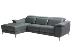 Canapé D'angle Relax électrique En Cuir RINETO - Anthracite - Angle Gauche -Canapé Soldes Boutique canape 404519