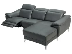 Canapé D'angle Relax électrique En Cuir RINETO - Anthracite - Angle Droit -Canapé Soldes Boutique canape 404521