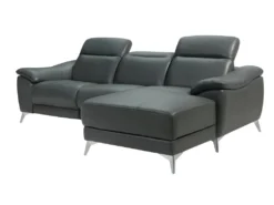 Canapé D'angle Relax électrique En Cuir RINETO - Anthracite - Angle Droit -Canapé Soldes Boutique canape 404527