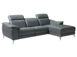 Canapé D'angle Relax électrique En Cuir RINETO - Anthracite - Angle Droit -Canapé Soldes Boutique canape 404535
