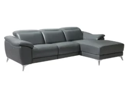 Canapé D'angle Relax électrique En Cuir RINETO - Anthracite - Angle Droit -Canapé Soldes Boutique canape 404537