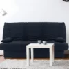 Canapé Convertible Clic-clac 100% Coton Avec Coffre De Rangement FARWEST II - Bleu Foncé Coussins Bleu Foncé