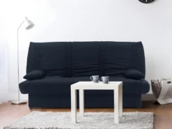 Canapé Convertible Clic-clac 100% Coton Avec Coffre De Rangement FARWEST II - Bleu Foncé Coussins Bleu Foncé