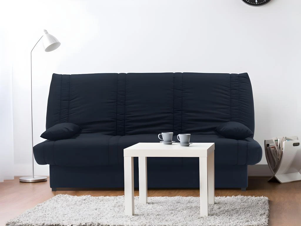 Canapé Convertible Clic-clac 100% Coton Avec Coffre De Rangement FARWEST II - Bleu Foncé Coussins Bleu Foncé 1 Canapé Convertible Clic-clac 100% Coton Avec Coffre De Rangement FARWEST II - Bleu Foncé Coussins Bleu Foncé