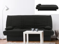 Canapé Convertible Clic-clac 100% Coton Avec Coffre De Rangement FARWEST II - Noir Coussins Noir -Canapé Soldes Boutique canape 405059
