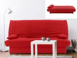 Canapé Convertible Clic-clac 100% Coton Avec Coffre De Rangement FARWEST II - Rouge -Canapé Soldes Boutique canape 405097