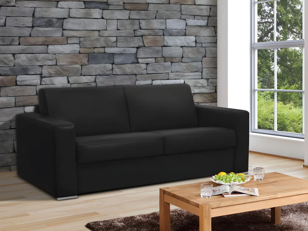 Canapé 3 Places Convertible Express 100% Cuir De Buffle Blanc Matelas 14 Cm. DELECTEA II 8 Canapé 3 Places Convertible Express 100% Cuir De Buffle Blanc Matelas 14 Cm. DELECTEA II – Image 8