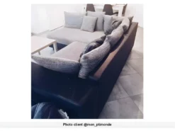 Canapé D'angle Convertible Tissu Et Simili KUOPIO - Gris Et Noir - Angle Gauche -Canapé Soldes Boutique canape 406207 1