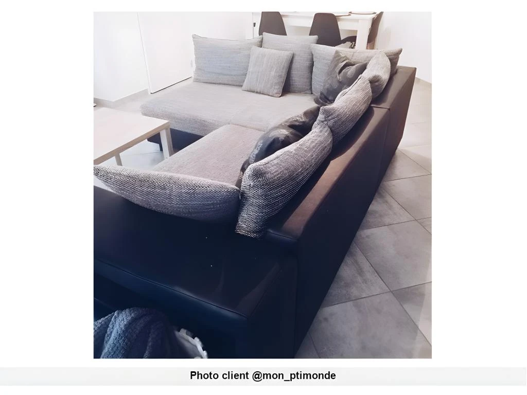 Canapé D'angle Convertible Tissu Et Simili KUOPIO - Gris Et Noir - Angle Droit 8 Canapé D'angle Convertible Tissu Et Simili KUOPIO - Gris Et Noir - Angle Droit – Image 8