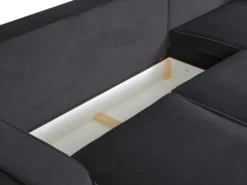 Canapé D'angle Convertible Et Réversible En Velours SORENI - Gris Anthracite -Canapé Soldes Boutique canape 413473