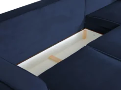 Canapé D'angle Convertible Et Réversible En Velours SORENI - Bleu Nuit -Canapé Soldes Boutique canape 413487