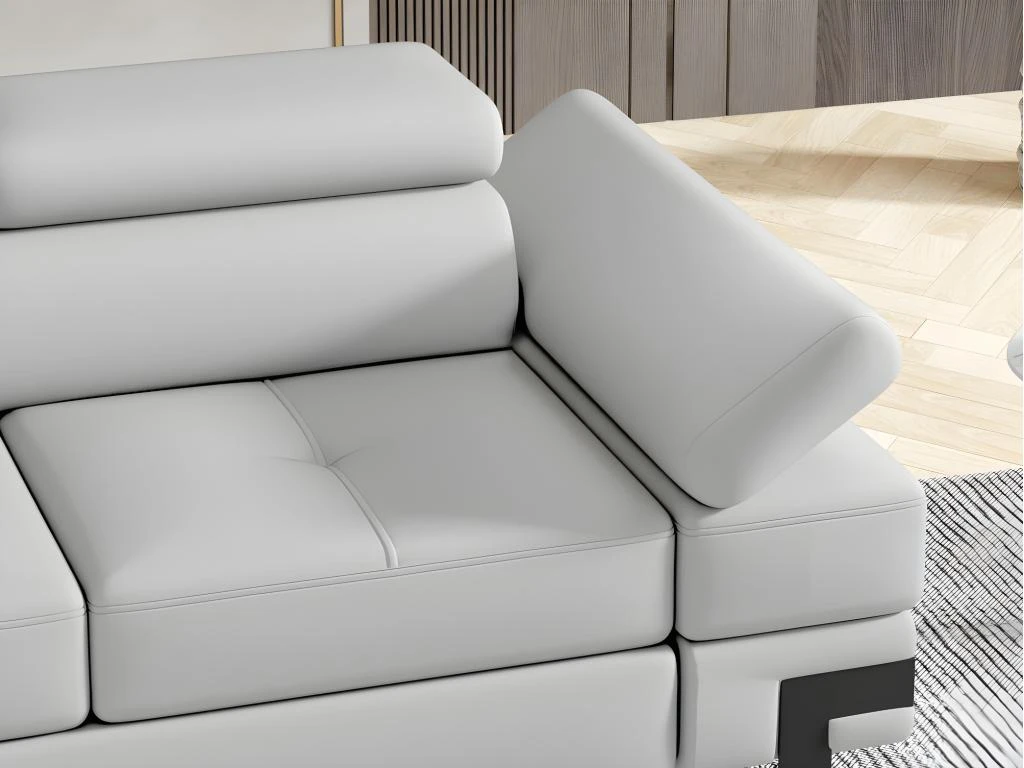 Canapé D'angle Convertible En Simili DAMIEN II - Blanc - Angle Gauche 7 Canapé D'angle Convertible En Simili DAMIEN II - Blanc - Angle Gauche – Image 7