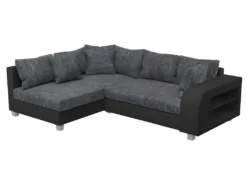 Canapé D'angle Convertible Tissu Et Simili KUOPIO - Gris Et Noir - Angle Gauche -Canapé Soldes Boutique canape 425723